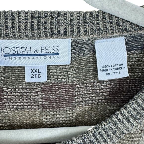 Joseph & Feiss International Vintage Cotton Checkered Pullover Sweater Men's XXL - Picture 4 of 5